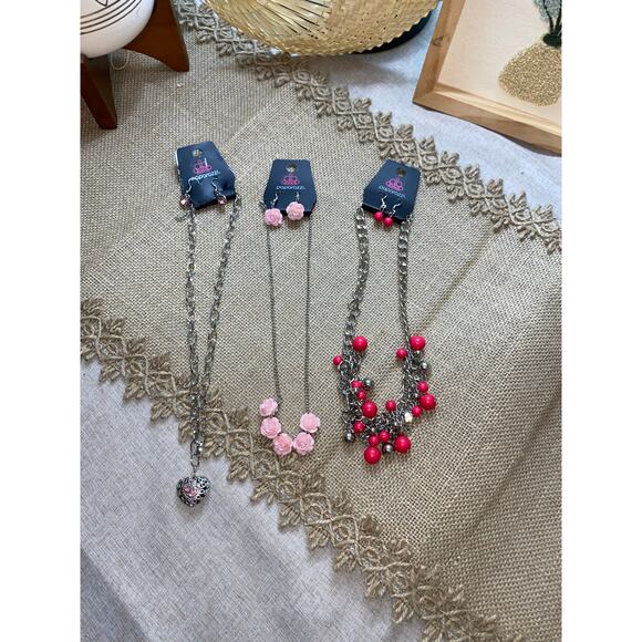 NWT 6 Pink Silver Paparazzi Necklaces with Matching Earrings Jewelry Sets Lot - Picture 6 of 8